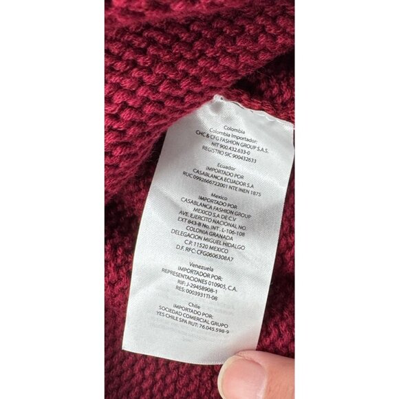 Armani Exchange Full-Zip Knit Sweater XXL Red Nordic Pattern Wool Blend Ribbed C - Picture 8 of 15